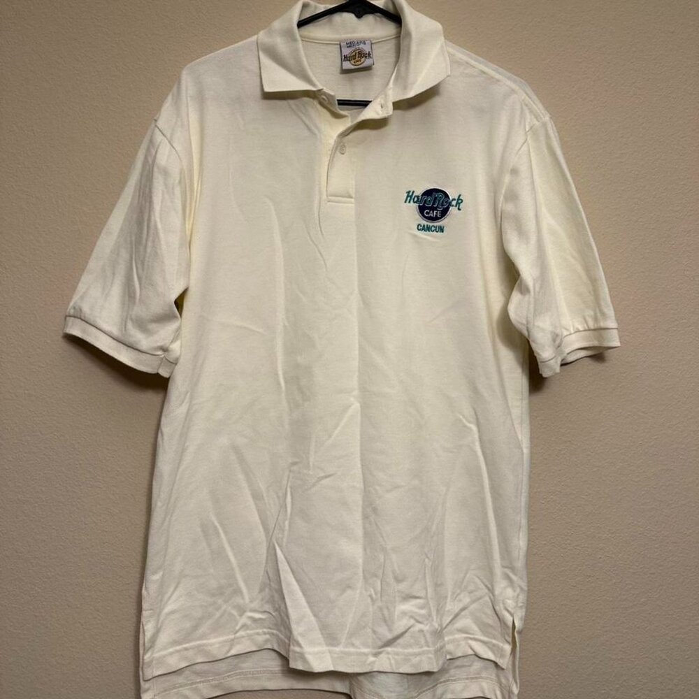 Vintage Hard Rock Cafe Cancun Cream/White Polo Shirt